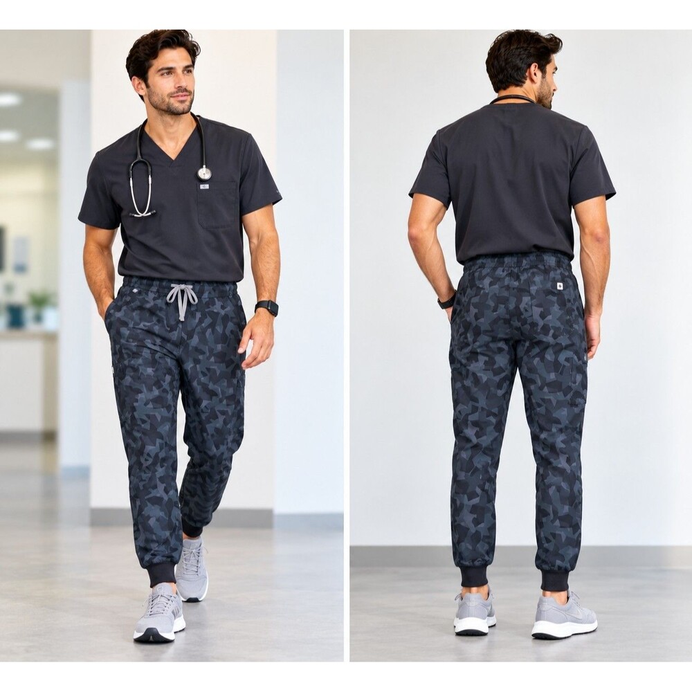 FIGS Tansen Jogger Scrub Pants Men’s S Geometric Camo Technical M23SW2059